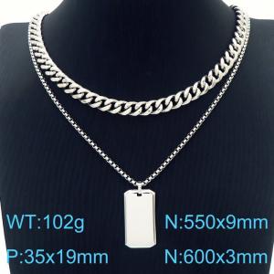 Double Layer Link Chain Dog Charm Pendant Necklace Stainless Steel Silver Color - KN231093-Z