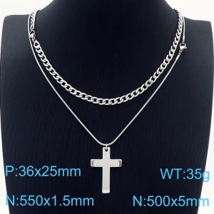 5mm50cm1.5mm55cm=INS Style NK Chain Overlay Snake Bone Chain Stainless Steel Silver Necklace - KN231262-Z