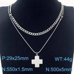 5mm50cm1.5mm55cmINS Style NK Chain Overlay Snake Bone Chain Stainless Steel Silver Necklace - KN231263-Z