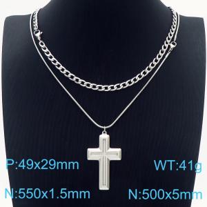 5mm50cm1.5mm55cmINS Style NK Chain Overlay Snake Bone Chain Stainless Steel Silver Necklace - KN231264-Z