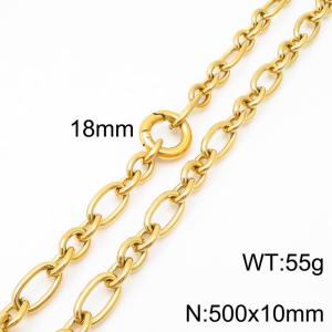 10mm50cm=Japanese and Korean Style Men's and Women's O-shaped Chain Smooth Elastic Ring Buckle Gold Plated Necklace - KN231273-Z