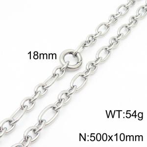 10mm50cm=Japanese and Korean Style Men's and Women's O-shaped Chain Smooth Elastic Ring Buckle Silver Necklace - KN231274-Z