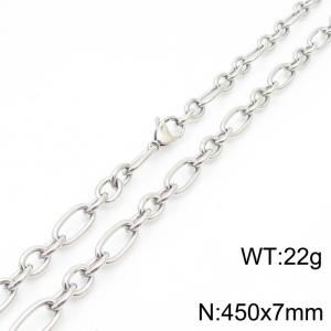 7mm45cm=Simple men's and women's irregular O-ring chain lobster clasp silver necklace - KN231286-Z