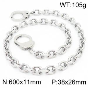 11mm60cm=Couple style personality can open handcuffs O-chain silver necklace - KN231329-Z