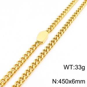 Stylish simple stainless steel Cuban chain neutral-style necklace - KN231455-Z