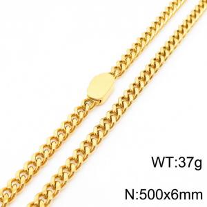 Stylish simple stainless steel Cuban chain neutral-style necklace - KN231456-Z