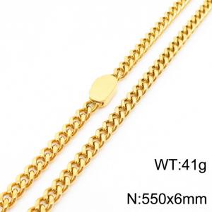 Stylish simple stainless steel Cuban chain neutral-style necklace - KN231457-Z