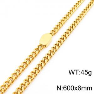 Stylish simple stainless steel Cuban chain neutral-style necklace - KN231458-Z