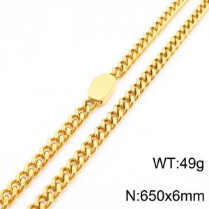 Stylish simple stainless steel Cuban chain neutral-style necklace - KN231459-Z