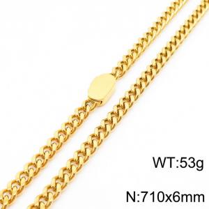 Stylish simple stainless steel Cuban chain neutral-style necklace - KN231460-Z