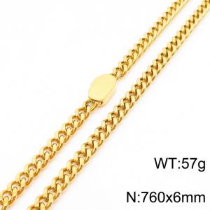 Stylish simple stainless steel Cuban chain neutral-style necklace - KN231461-Z