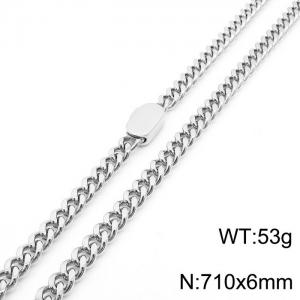 Stylish simple stainless steel Cuban chain neutral-style necklace - KN231467-Z