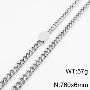 Stylish simple stainless steel Cuban chain neutral-style necklace - KN231468-Z