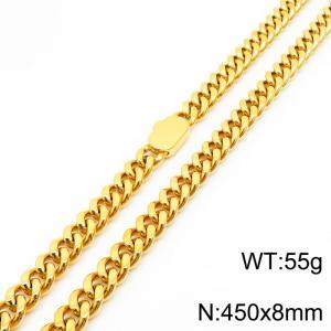 Stylish simple stainless steel Cuban chain neutral-style necklace - KN231469-Z