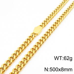Stylish simple stainless steel Cuban chain neutral-style necklace - KN231470-Z