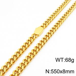 Stylish simple stainless steel Cuban chain neutral-style necklace - KN231471-Z