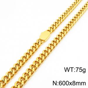 Stylish simple stainless steel Cuban chain neutral-style necklace - KN231472-Z