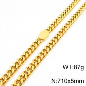 Stylish simple stainless steel Cuban chain neutral-style necklace - KN231474-Z