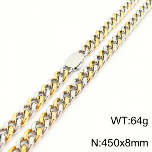 European and American personality creative stainless steel Cuban chain men's gold and silver necklace - KN231588-Z