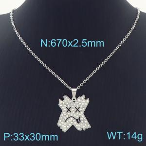 Creative Halloween Haunted Face Zircon Pendant Clavicle Chain Jewelry Stainless Steel Necklac - KN231694-K