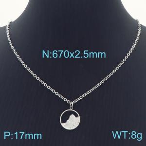 Fashion Simple Round Pendant Mountain Necklace Clavicle Chain Jewelry Stainless Steel Necklaces - KN231696-K
