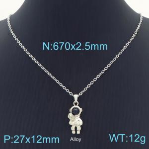 Hiphop Astronauts Rose Pendant Necklace O Chain Personality Stainless Steel Jewelry Necklaces - KN231700-K