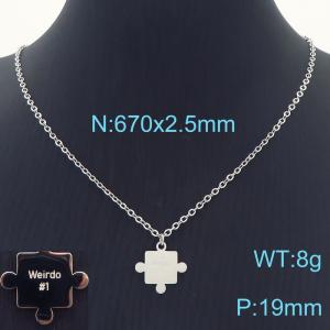 Simple Stainless Steel Mirror Polished Puzzle Geometry Pendant O Chain Jewelry Necklaces - KN231706-K