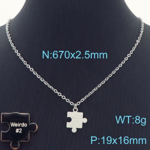 Fashion Stainless Steel Mirror Polished Geometry Puzzle Engraved Pendant O Chain Jewelry Necklaces - KN231707-K