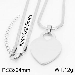 Stainless steel 450x2.5mm snake chain with lock heart pendant trendy gold necklace - KN231734-Z