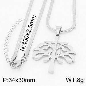 Stainless steel 450x2.5mm snake chain with  tree shape pendant trendy silver necklace - KN231736-Z
