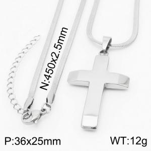 Stainless steel 450x2.5mm snake chain with  classic cross pendant trendy silver necklace - KN231740-Z