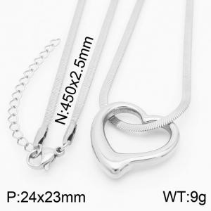 Stainless steel 450x2.5mm snake chain with  heart pendant trendy silver necklace - KN231742-Z