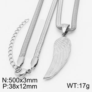 Stainless steel 500x3mm snake chain with wing pendant trendy silver necklace - KN231792-Z