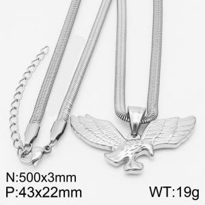 Stainless steel 500x3mm snake chain with eagle pendant trendy silver necklace - KN231793-Z