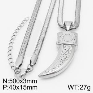 Stainless steel 500x3mm snake chain with machete pendant trendy silver necklace - KN231795-Z