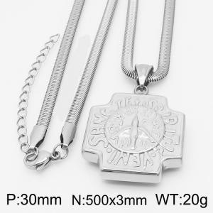 Stainless steel 500x3mm snake chain with religious pendant trendy silver necklace - KN231799-Z