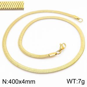 Women's Gold 4x400mm Herringbone Flat Snake Chain Stainless Steel Necklace - KN231806-Z
