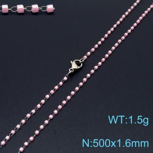 Vintage Style 500 X 1.6 mm Stainless Steel Women Necklace With Harmless Plastic Pink Beads - KN231823-Z