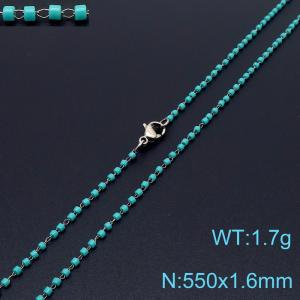 Vintage Style 550 X 1.6 mm Stainless Steel Women Necklace With Harmless Plastic Green Beads - KN231854-Z