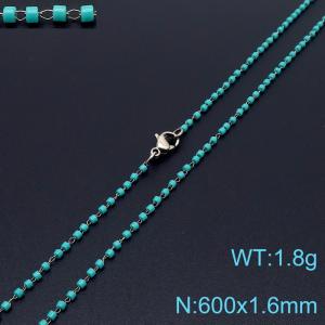 Vintage Style 600 X 1.6 mm Stainless Steel Women Necklace With Harmless Plastic Green Beads - KN231855-Z