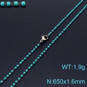 Vintage Style 650 X 1.6 mm Stainless Steel Women Necklace With Harmless Plastic Green Beads - KN231856-Z