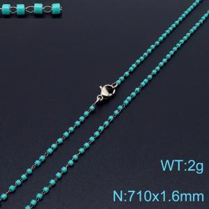 Vintage Style 710 X 1.6 mm Stainless Steel Women Necklace With Harmless Plastic Green Beads - KN231857-Z