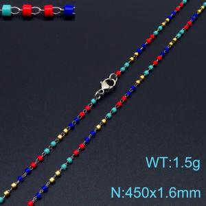 Vintage Style 450 X 1.6 mm Stainless Steel Women Necklace With Harmless Plastic Multicolor Beads - KN231858-Z