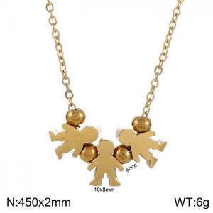 3 Boys Necklace Women Stainless Steel 304 Child Charm Pendant Gold Color - KN231880-Z