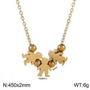 2 Boys 1 Girl Necklace Women Stainless Steel 304 Child Charm Pendant Gold Color - KN231881-Z