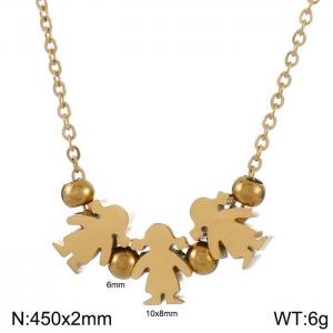 3 Girl Necklace Women Stainless Steel 304 Child Charm Pendant Gold Color - KN231883-Z