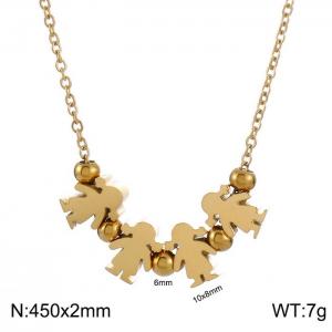 4 Girl Necklace Women Stainless Steel 304 Child Charm Pendant Gold Color - KN231884-Z