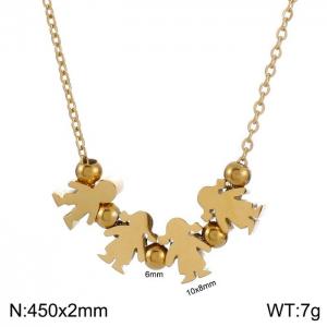 1 Boy 3 Girl Necklace Women Stainless Steel 304 Child Charm Pendant Gold Color - KN231885-Z