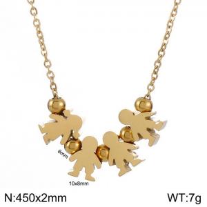 3 Boy 1 Girl Necklace Women Stainless Steel 304 Child Charm Pendant Gold Color - KN231886-Z