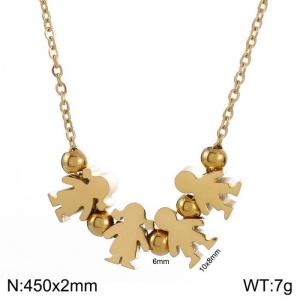 2 Boy 2 Girl Necklace Women Stainless Steel 304 Child Charm Pendant Gold Color - KN231887-Z
